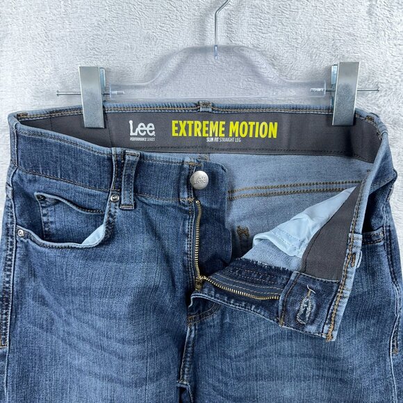 Lee Jeans Straight Leg Extreme Motion Slim Fit Denim Men's Blue Size 31X32 - Picture 4 of 11
